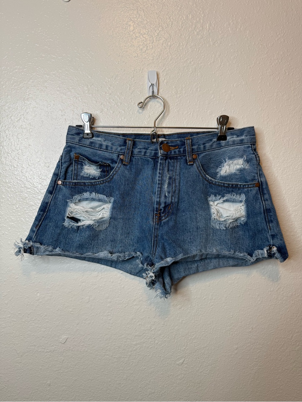 Tobi Distressed Blue Jean Denim Shorts Size 28 Y2K Style 90’s Edgy Micro Shorts